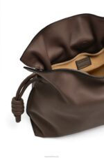 Loewe Women Flamenco clutch in nappa calfskin 206XF623 Chocolate - Image 5