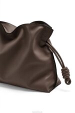 Loewe Women Flamenco clutch in nappa calfskin 206XF623 Chocolate - Image 6