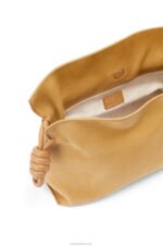 Loewe Women Flamenco clutch in nubuck 206XF528 Desert - Image 6
