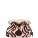 Loewe Women Flamenco clutch in shearling 206XF467 Soft White/Chocolate