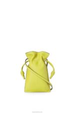 Loewe Women Flamenco Pocket in nappa calfskin 206XF294 Lime Yellow