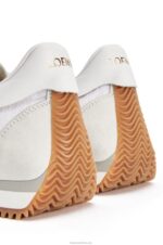 Loewe Women Flow runner in suede and nylon 206XF643 White - Image 4