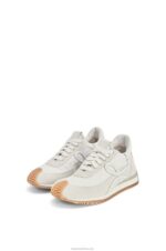 Loewe Women Flow runner in suede and nylon 206XF643 White - Image 7