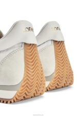 Loewe Women Flow runner in suede and nylon 206XF643 White - Image 9