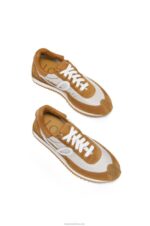 Loewe Women Flow runner in suede and nylon 206XF646 Tan/Grey - Image 3
