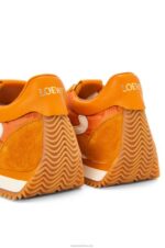 Loewe Women Flow runner in suede and nylon 206XF648 Copper Orange - Image 4