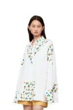 Loewe Women Flower deconstructed shirt in cotton poplin 206XF889 White - Image 2