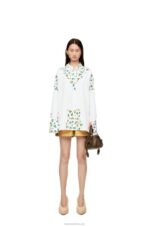 Loewe Women Flower deconstructed shirt in cotton poplin 206XF889 White