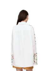 Loewe Women Flower deconstructed shirt in cotton poplin 206XF889 White - Image 4