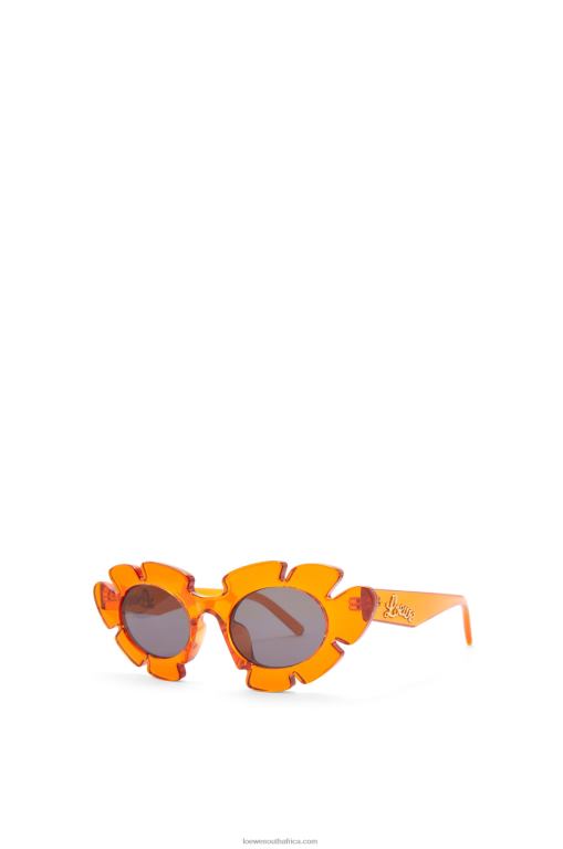 Loewe Women Flower sunglasses in injected nylon 206XF1461 Transparent Orange - Image 3