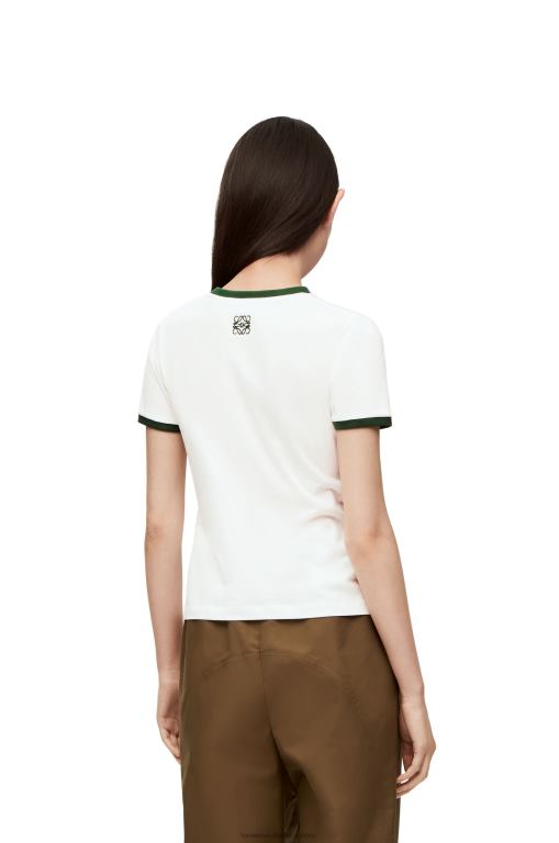 Loewe Women Flower T-shirt in cotton jersey 206XF799 White/Green/Pink - Image 3