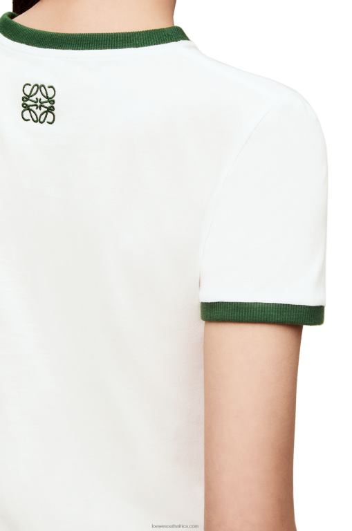 Loewe Women Flower T-shirt in cotton jersey 206XF799 White/Green/Pink - Image 4