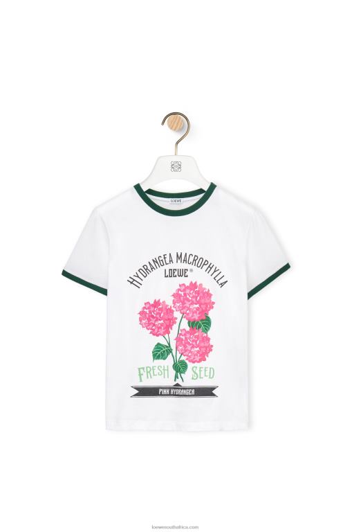Loewe Women Flower T-shirt in cotton jersey 206XF799 White/Green/Pink - Image 5