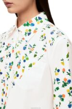 Loewe Women Flower trapeze shirt in cotton poplin 206XF894 White/Multicolor - Image 4