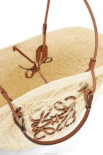 Loewe Women Frayed Anagram basket bag in iraca palm and calfskin 206XF54 Natural/Tan - Image 4