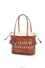 Loewe Women Fringe Square Basket bag in calfskin 206XF90 Tan - Image 2