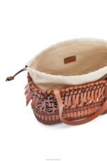 Loewe Women Fringe Square Basket bag in calfskin 206XF90 Tan - Image 4