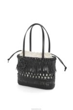 Loewe Women Fringe Square Basket bag in calfskin 206XF91 Black - Image 2