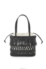 Loewe Women Fringe Square Basket bag in calfskin 206XF91 Black - Image 3
