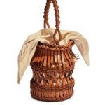 Loewe Women Fringes Bucket bag in calfskin 206XF185 Tan
