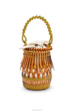 Loewe Women Fringes Bucket bag in calfskin 206XF186 Tan/Yellow - Image 2