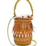 Loewe Women Fringes Bucket bag in calfskin 206XF186 Tan/Yellow
