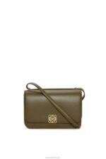 Loewe Women Goya bag in silk calfskin 206XF374 Dark Khaki Green