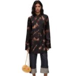 Loewe Women Hair print shirt in silk 206XF930 Brown/Multicolor