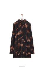 Loewe Women Hair print shirt in silk 206XF930 Brown/Multicolor - Image 5
