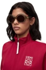 Loewe Women Half moon sunglasses in acetate 206XF1497 Khaki Green - Image 2