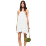 Loewe Women Halterneck dress in linen 206XF1054 White