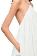 Loewe Women Halterneck dress in linen 206XF1054 White - Image 4