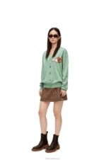 Loewe Women Heen cardigan in wool 206XF1027 Aniseed Green
