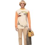 Loewe Women Heen long sleeve T-shirt in cotton 206XF836 Beige