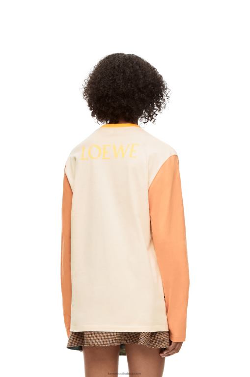 Loewe Women Heen long sleeve T-shirt in cotton 206XF836 Beige - Image 6