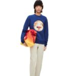 Loewe Women Heen sweatshirt in cotton 206XF841 Indigo Blue