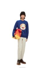 Loewe Women Heen sweatshirt in cotton 206XF841 Indigo Blue