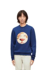 Loewe Women Heen sweatshirt in cotton 206XF841 Indigo Blue - Image 3