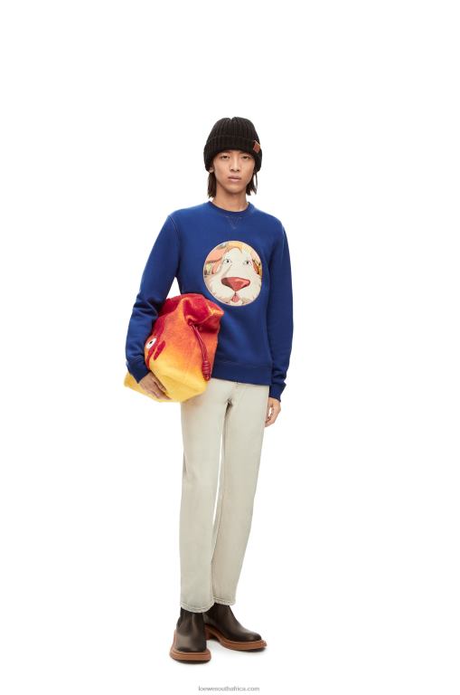 loewe_women_heen_sweatshirt_in_cotton_206xf841_indigo_blue.jpg Loewe Women Heen sweatshirt in cotton 206XF841 Indigo Blue - Image 1