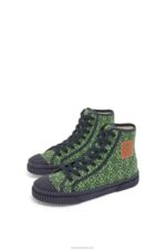 Loewe Women High tops in Anagram jacquard 206XF664 Apple Green/Deep Navy - Image 2