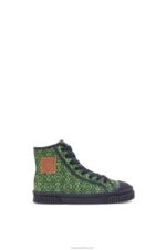 Loewe Women High tops in Anagram jacquard 206XF664 Apple Green/Deep Navy