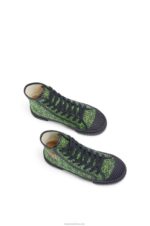 Loewe Women High tops in Anagram jacquard 206XF664 Apple Green/Deep Navy - Image 3