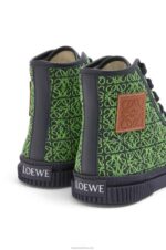Loewe Women High tops in Anagram jacquard 206XF664 Apple Green/Deep Navy - Image 4