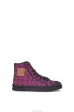 Loewe Women High tops in Anagram jacquard 206XF665 Neon Pink/Deep Navy