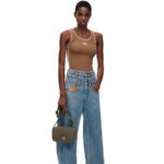 Loewe Women High waisted jeans in denim 206XF1202 Mid Blue Denim