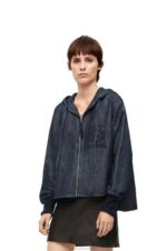 Loewe Women Hooded jacket in denim 206XF1164 Indigo - Image 2