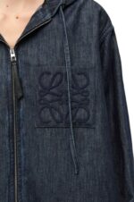 Loewe Women Hooded jacket in denim 206XF1164 Indigo - Image 4