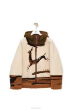 Loewe Women Hooded jacket in shearling 206XF1126 Off-white/Brown - Image 5