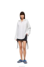 Loewe Women Hooded shirt in cotton 206XF854 White