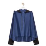 Loewe Women Hooded shirt in silk 206XF921 Midnight Blue